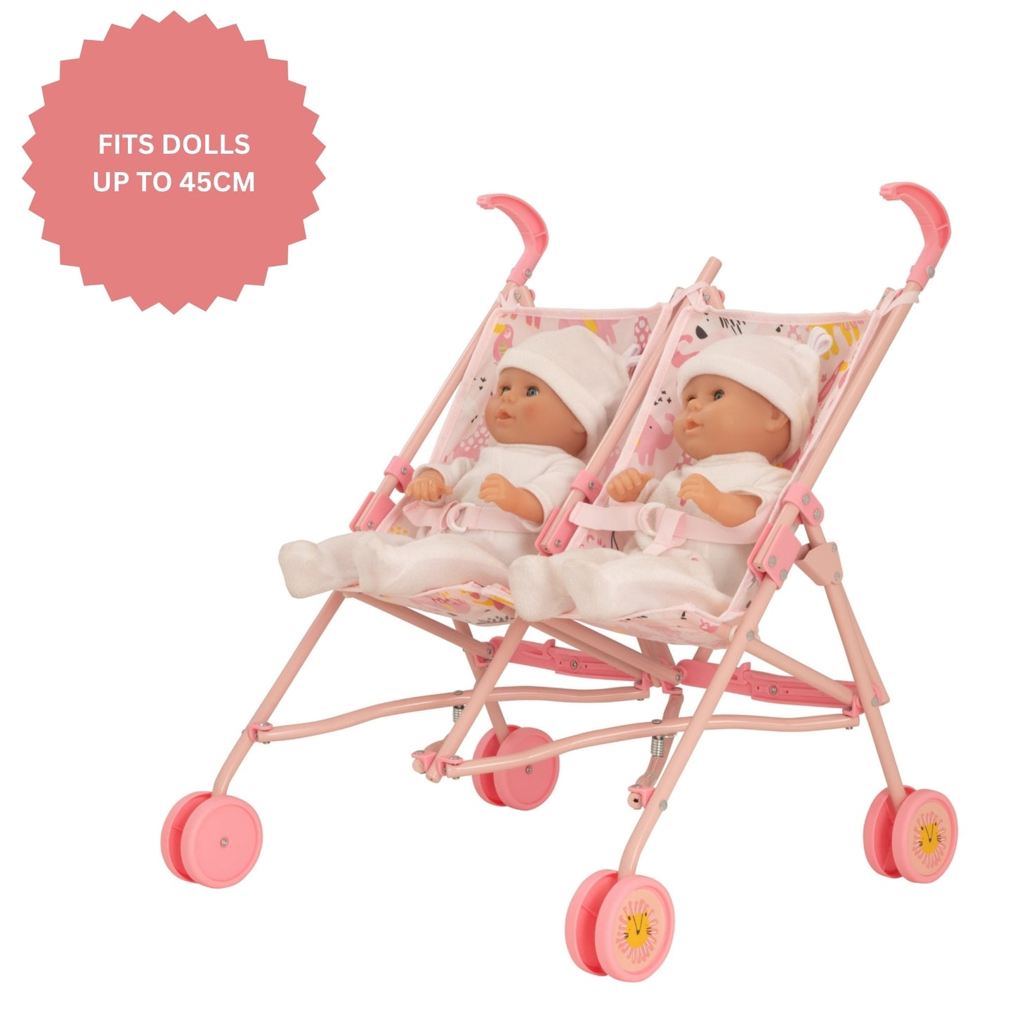 BabyBoo Twin Dolls Stroller - Pink Jungle