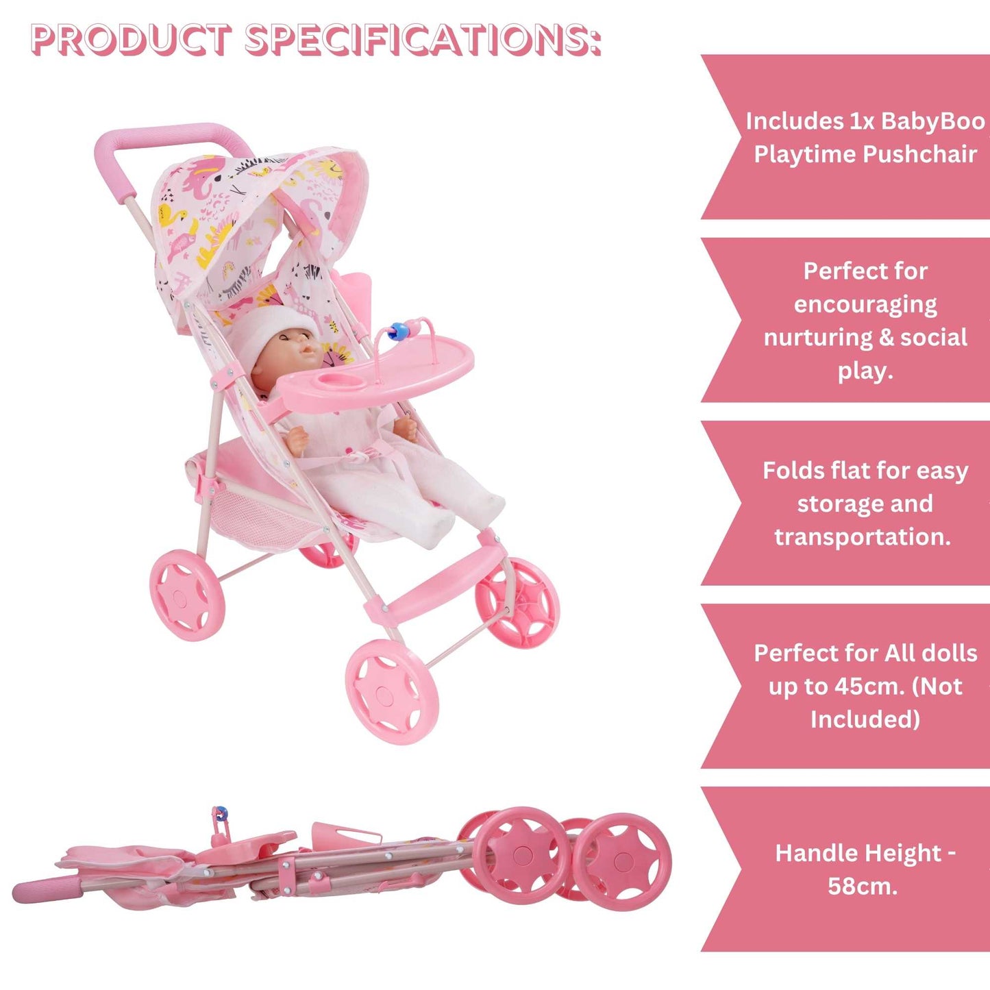 BabyBoo Jungle Playtime Dolls Pushchair