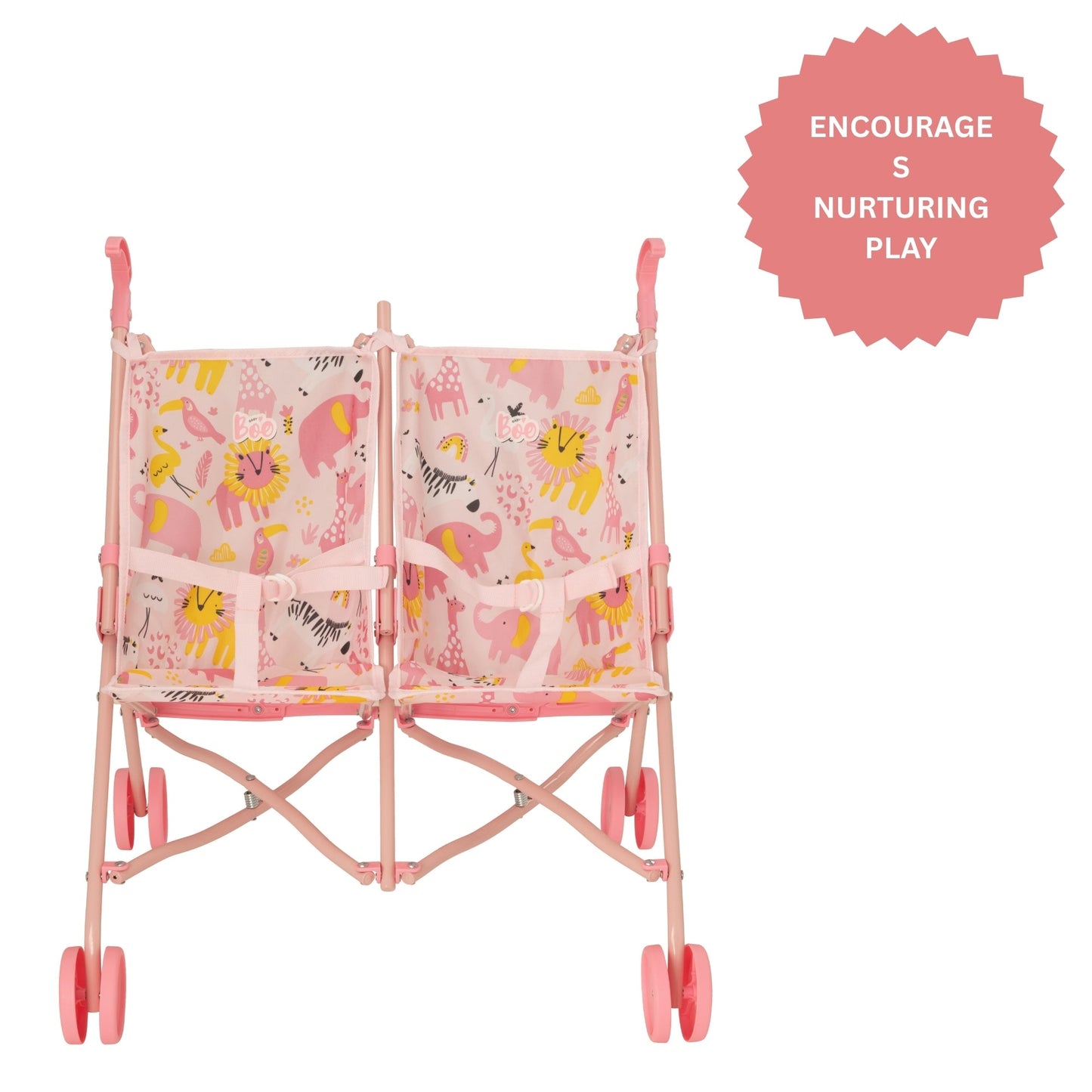 BabyBoo Twin Dolls Stroller - Pink Jungle