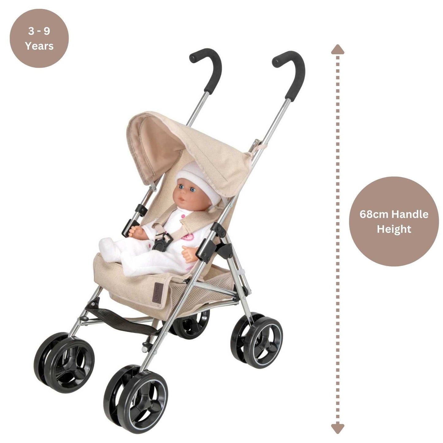Celuna Premium Junior Dolls Stroller - Stone